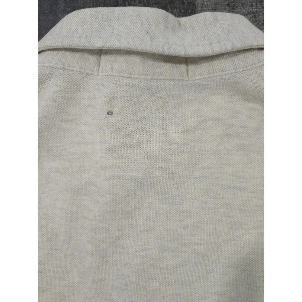 Polo Ralph Lauren 90s Big Fit Knit Polo Shirt Mens S Beige Oatmeal Pocket